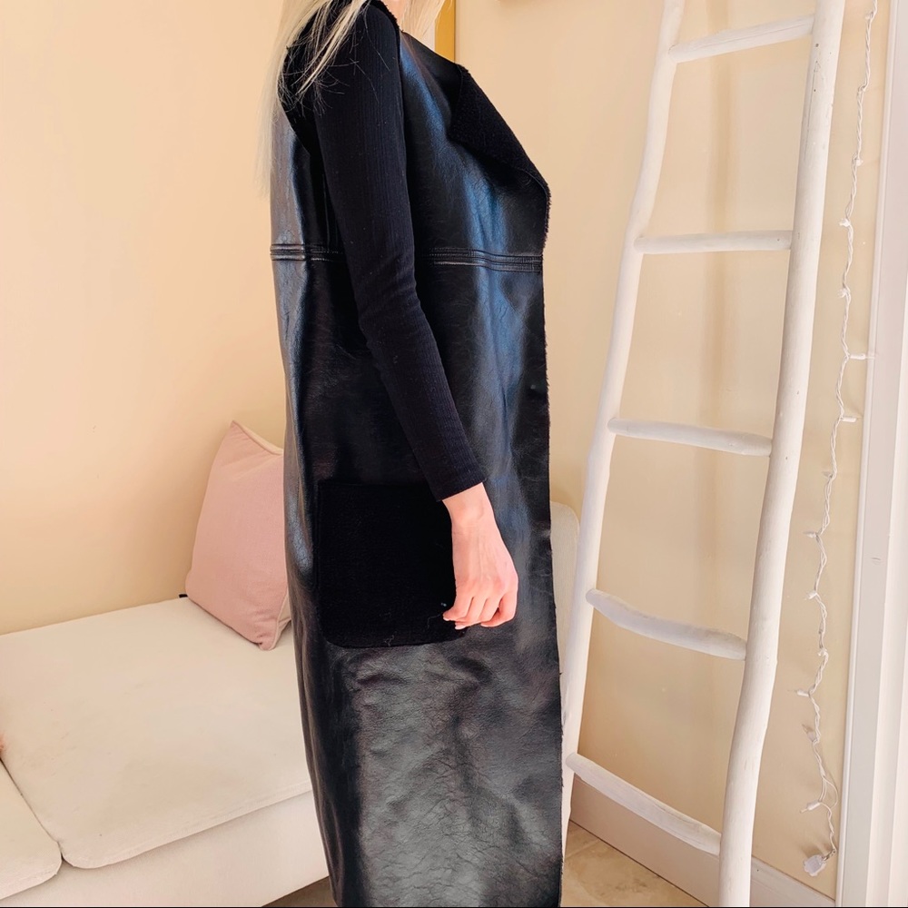 BCBG long faux leather double sided vest - Picture 2 of 8